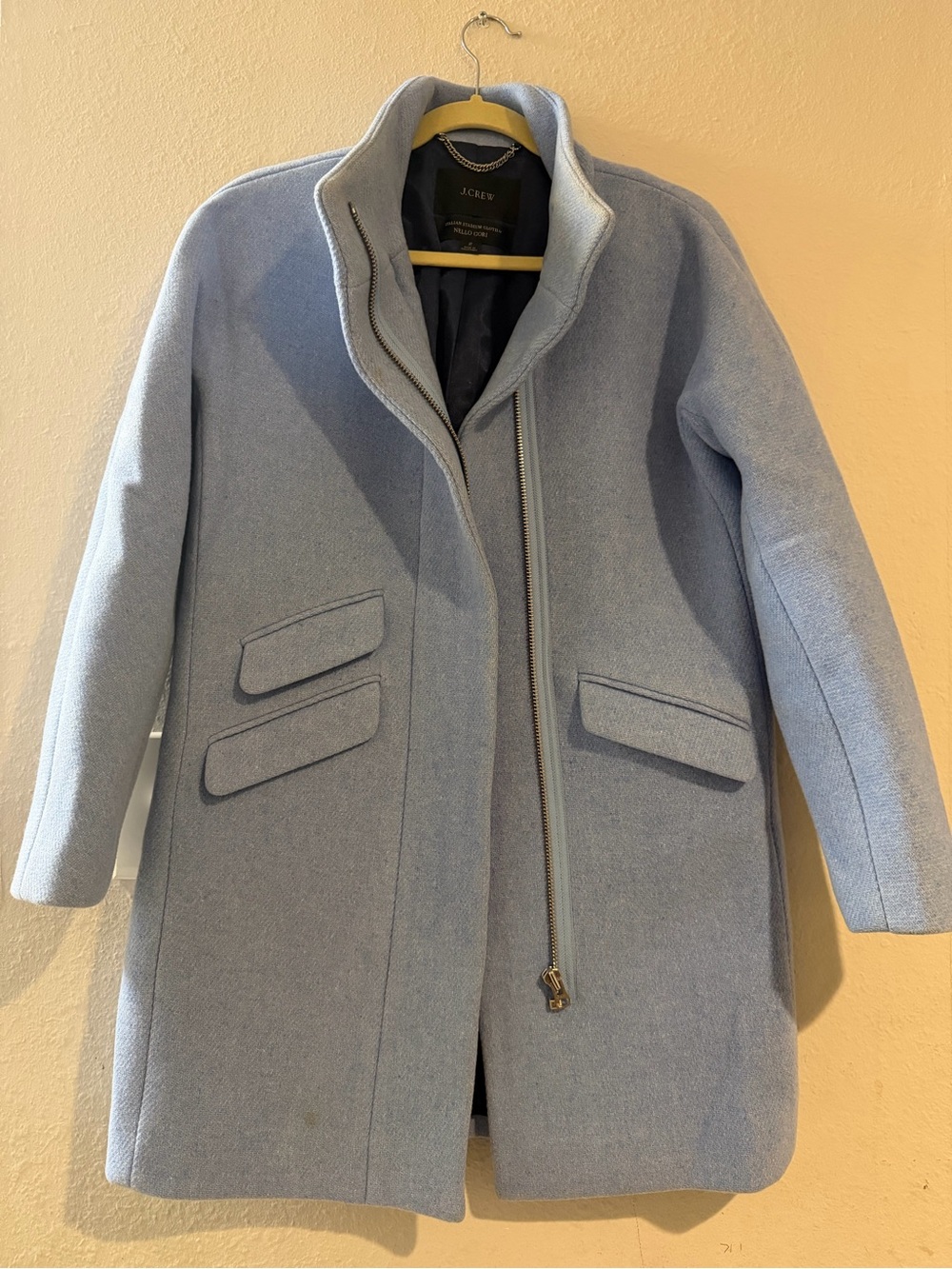 J. Crew Light Blue Wool-Blend Pea Coat